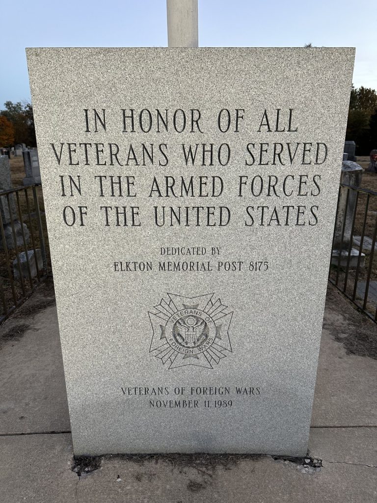 ELKTON MEMORIAL POST 8175 ALL VETERANS MEMORIAL