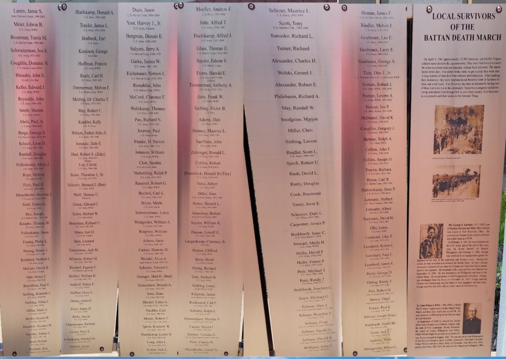 FORT RECOVERY VETERANS PLAZA HONOR ROLL SECTION D