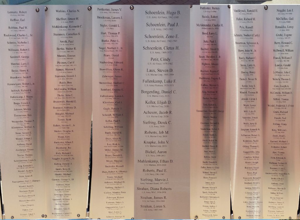 FORT RECOVERY VETERANS PLAZA HONOR ROLL SECTION F