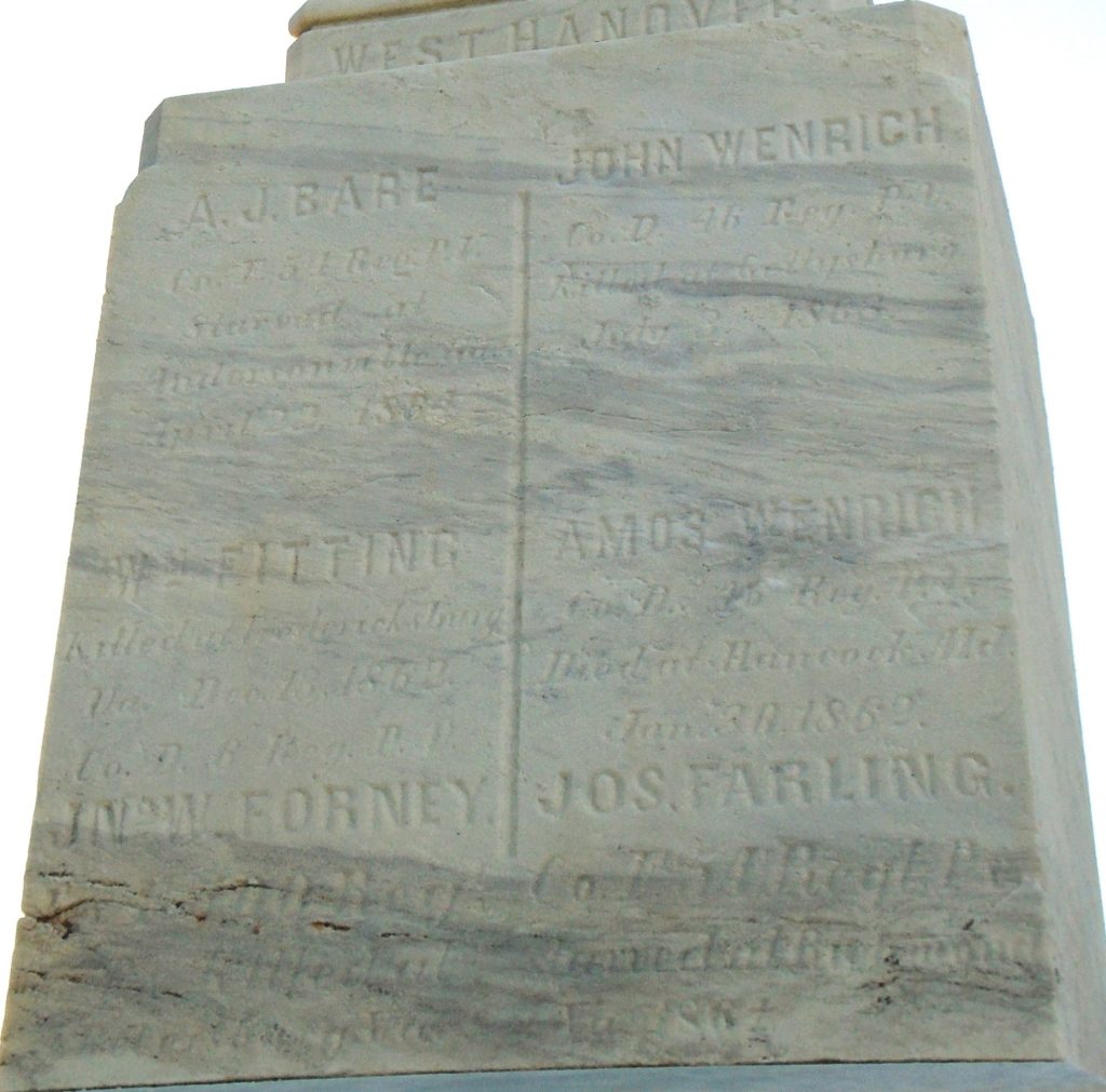 HEROIC DEAD OF EAST HANOVER CIVIL WAR MEMORIAL STONE D
