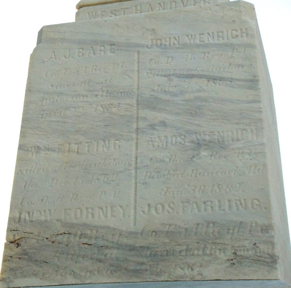HEROIC DEAD OF EAST HANOVER CIVIL WAR MEMORIAL STONE D