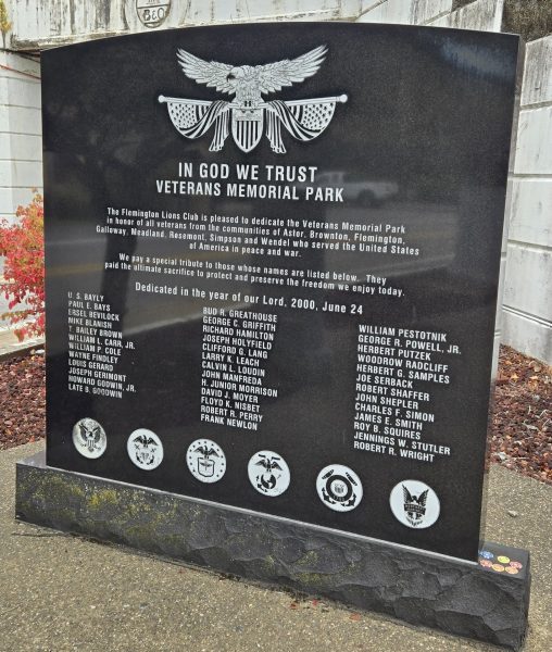 IN GOD WE TRUST VETERANS MEMORIAL PARK STONE