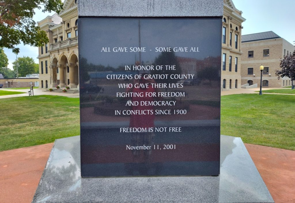 IN HONOR OF THOSE WHO DIED FOR FREEDOM MEMORIAL SIDE A