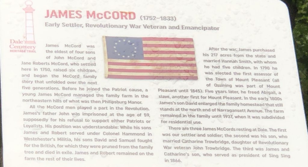 JAMES MCCORD REVOLUTIONARY WAR MEMORIAL PLAQUE