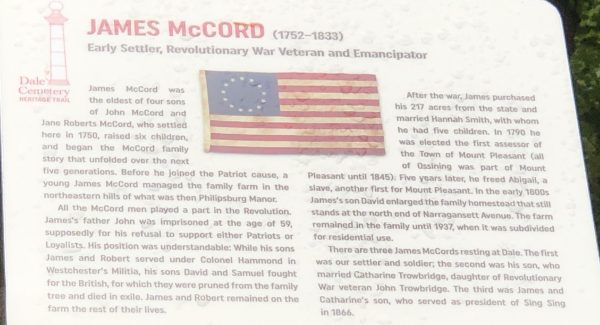 JAMES MCCORD REVOLUTIONARY WAR MEMORIAL PLAQUE
