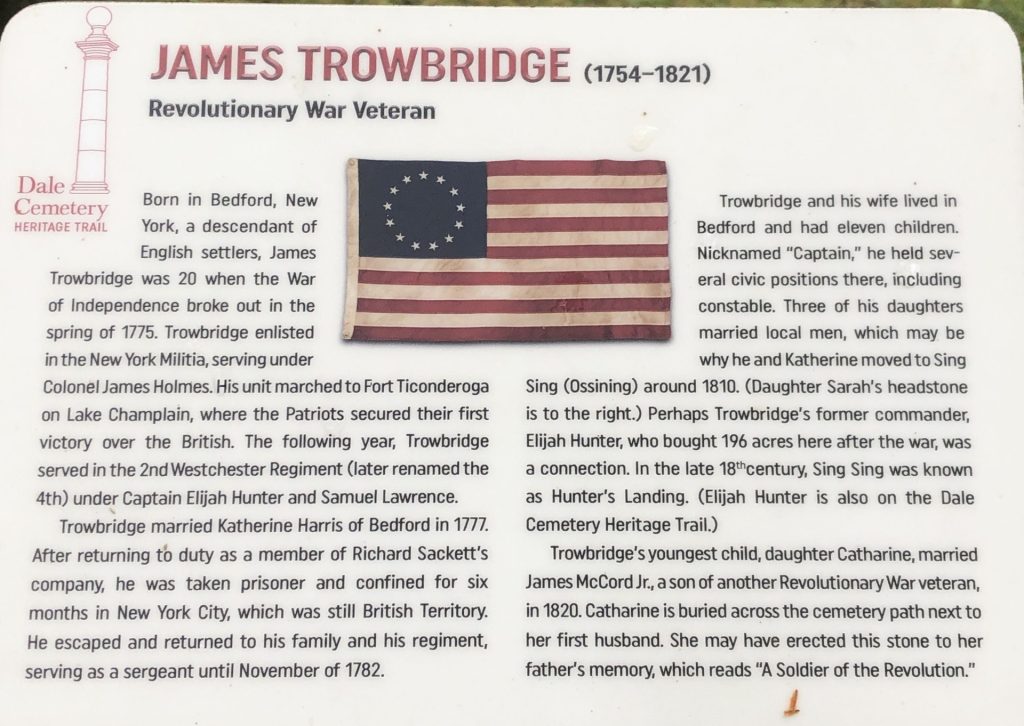 JAMES TROWBRIDGE REVOLUTIONARY WAR MEMORIAL PLAQUE
