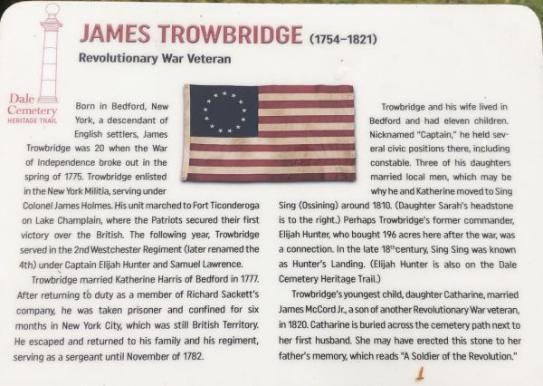 JAMES TROWBRIDGE REVOLUTIONARY WAR MEMORIAL PLAQUE