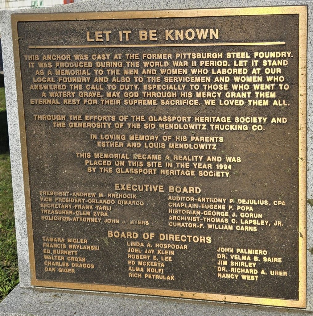 LET IT BE KNOWN WAR MEMORIAL ANCHOR PLAQUE