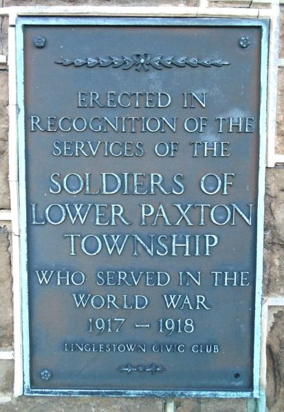 LOWER PAXTON TOWNSHIP WORLD WAR MEMORIAL PLAQUE