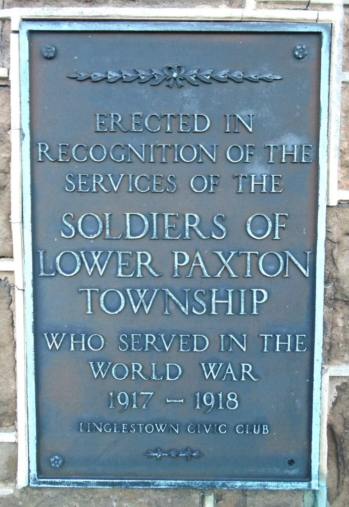 LOWER PAXTON TOWNSHIP WORLD WAR MEMORIAL PLAQUE
