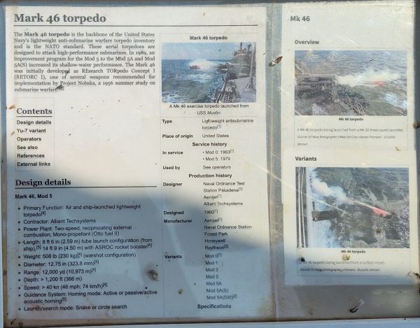 MARK 46 TORPEDO MEMORIAL PLAQUE