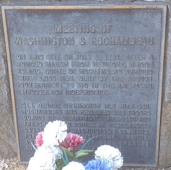 MEETING OF WASHINGTON & ROCHAMBEAU REVOLUTIONARY WAR MEMORIAL PLAQUE