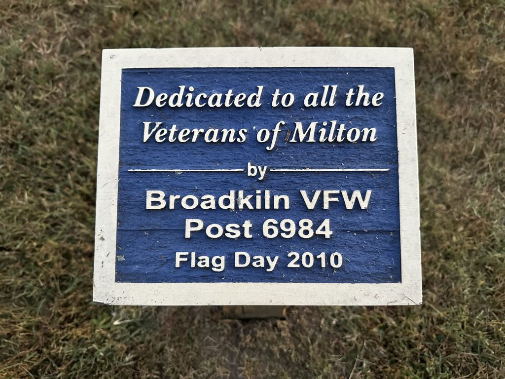 MILTON ALL VETERANS MEMORIAL PLAQUE