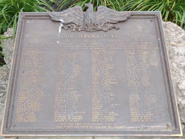 NORTH CANTON WORLD WAR SERVICE ROLL MEMORIAL PLAQUE