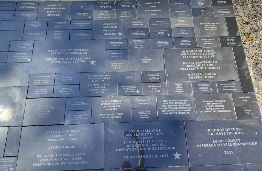 NORTHWEST OHIO GOLD STAR FAMILIES MEMORIAL BRICKS SECTION A