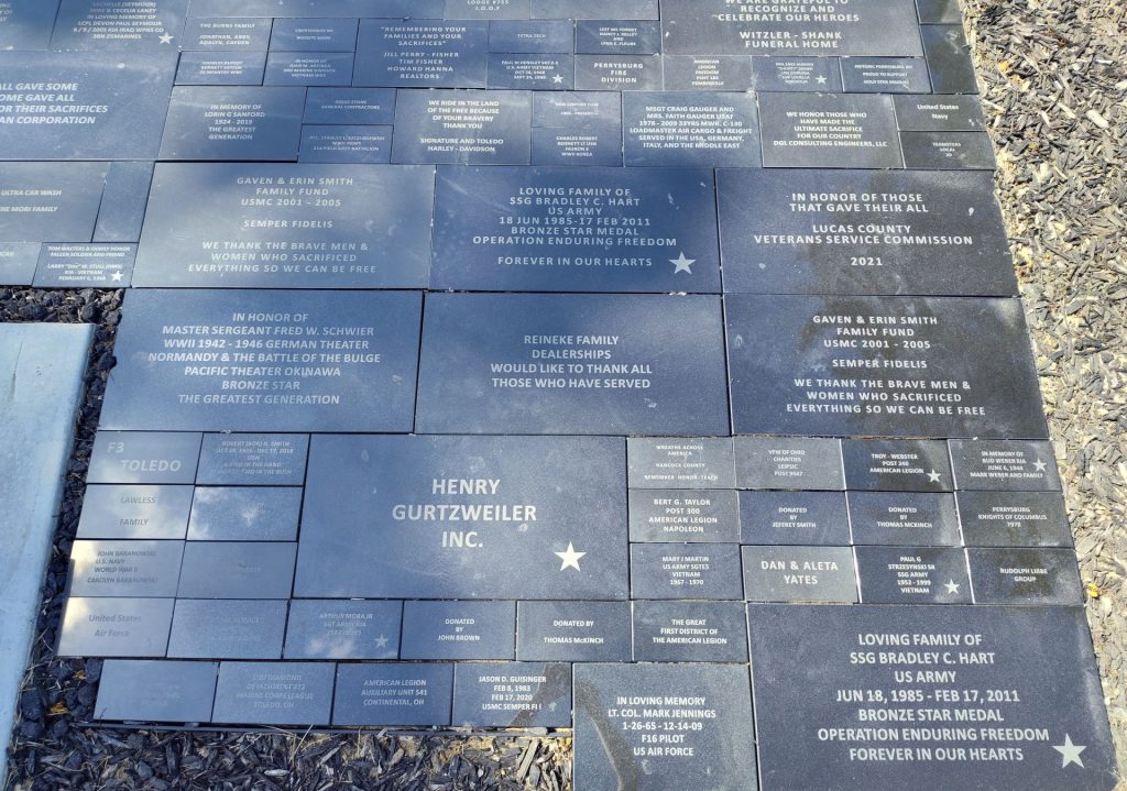 NORTHWEST OHIO GOLD STAR FAMILIES MEMORIAL BRICKS SECTION B