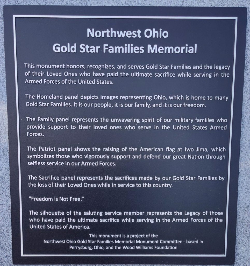 NORTHWEST OHIO GOLD STAR FAMILIES MEMORIAL PLAQUE