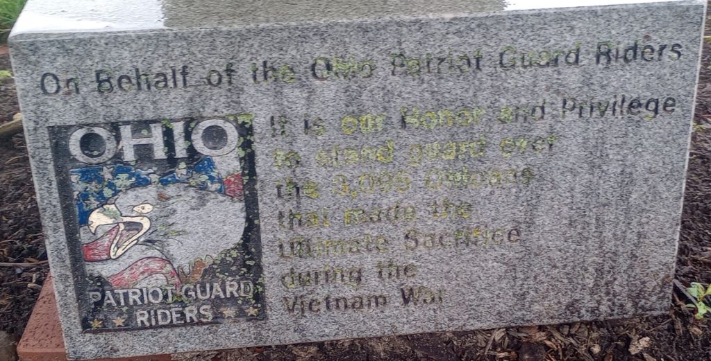OHIO PATRIOT GUARD RIDERS VIETNAM WAR MEMORIAL TABLET