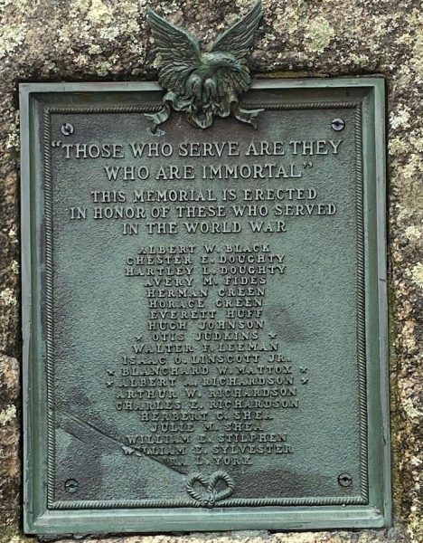 ORR’S ISLAND WORLD WAR I VETERANS MEMORIAL PLAQUE