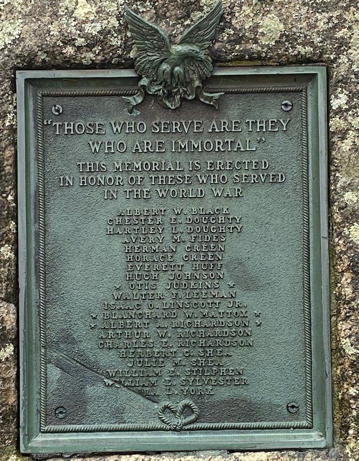 ORR’S ISLAND WORLD WAR I VETERANS MEMORIAL PLAQUE