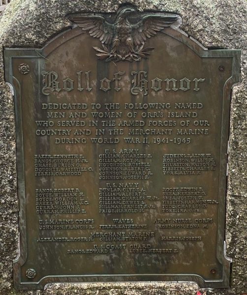 ORR’S ISLAND WORLD WAR II VETERANS MEMORIAL PLAQUE