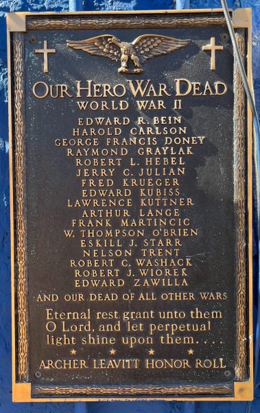 OUR HERO WAR DEAD WORLD WAR II MEMORIAL PLAQUE