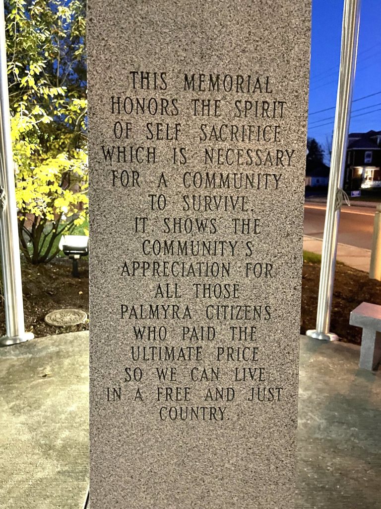 PALMYRA CITIZENS ULTIMATE SACRIFICE WAR MEMORIAL SIDE A