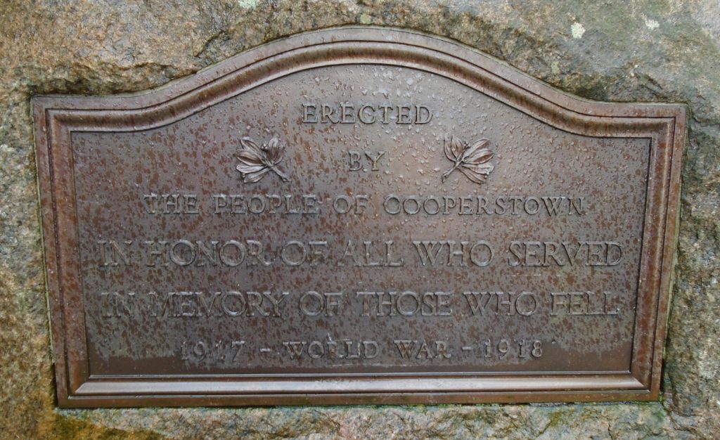 PEOPLE OF COOPERSTOWN WORLD WAR VETERANS MEMORIAL PLAQUE A
