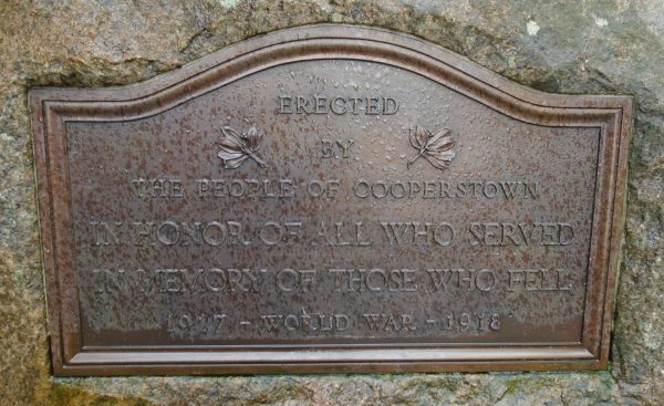 PEOPLE OF COOPERSTOWN WORLD WAR VETERANS MEMORIAL PLAQUE A
