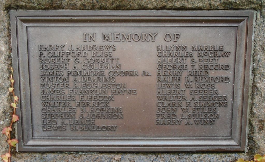 PEOPLE OF COOPERSTOWN WORLD WAR VETERANS MEMORAIL PLAQUE B