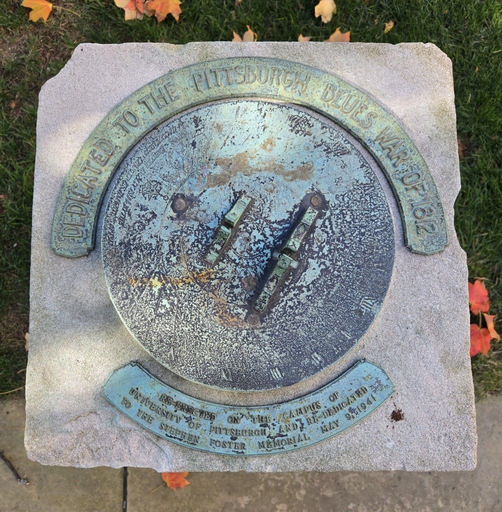 PITTSBURGH BLUES WAR OF 1812 MEMORIAL SUNDIAL TOP