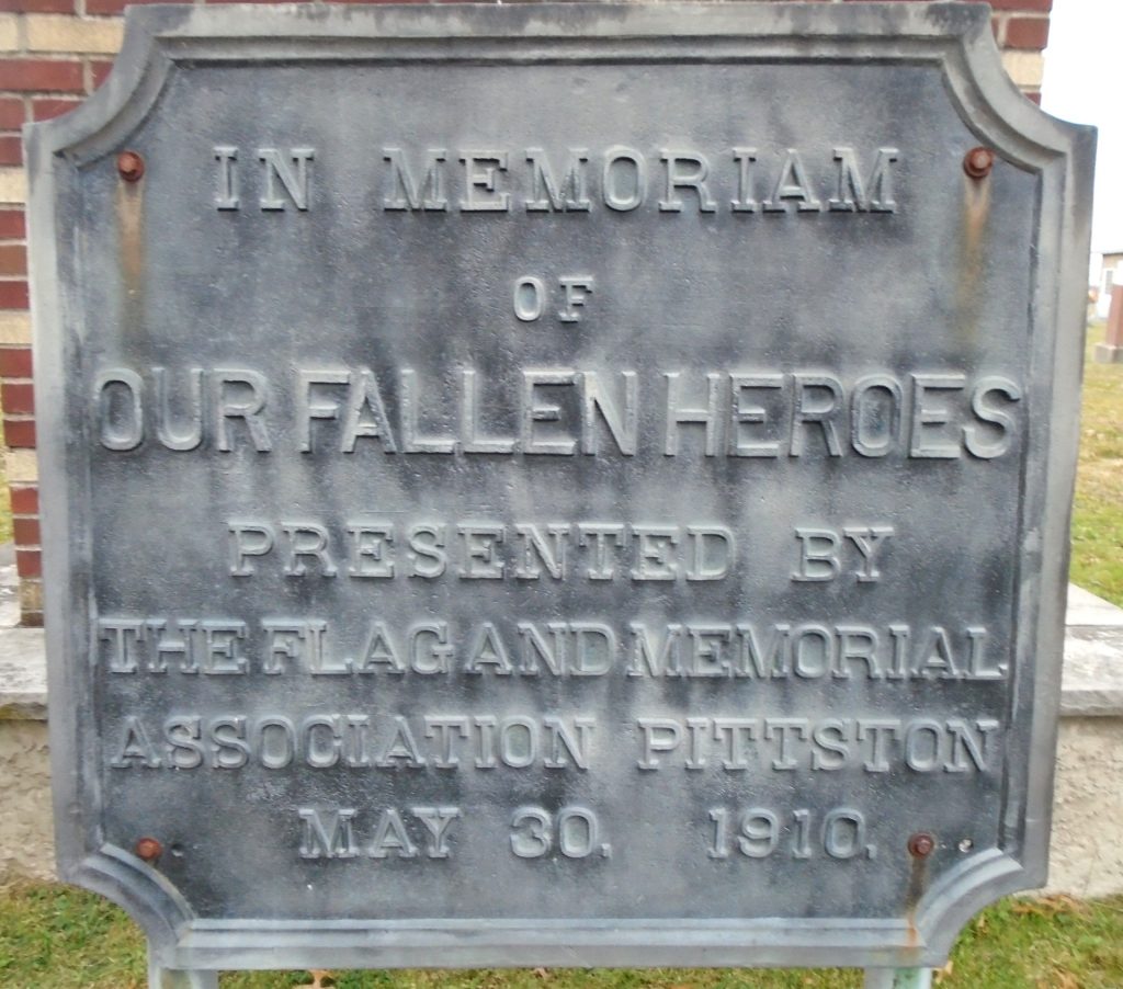 PITTSTON OUR FALLEN HEROES WAR MEMORIA FLAGPOLE PLAQUE