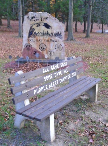 PURPLE HEART CHAPTER 992 WAR MEMORIAL ROCK AND BENCH