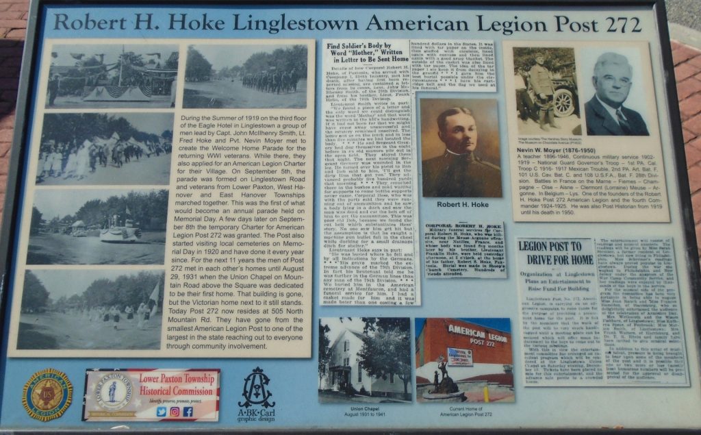 ROBERT H. HOKE LINGLESTOWN AMERICAN LEGION POST 272 MEMORIAL PANEL