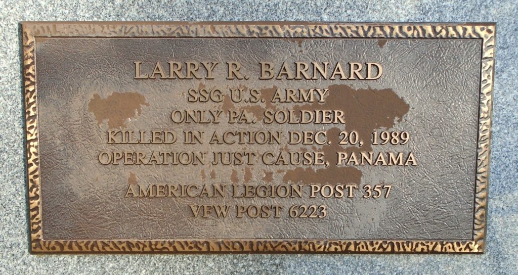 SSG LARRY R. BARNARD, U.S. ARMY WAR MEMORIAL PLAQUE