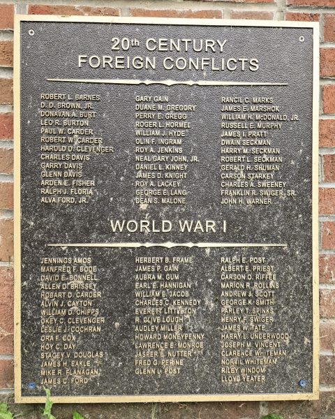 SALEM WAR VETERANS MEMORIAL PLAQUE F