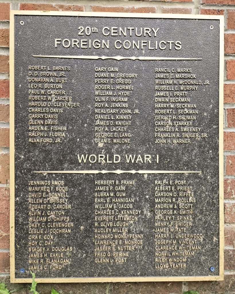 SALEM WAR VETERANS MEMORIAL PLAQUE F