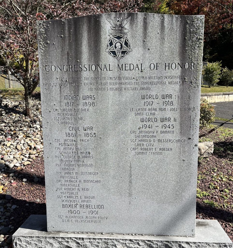 SCHUYLKILL COUNTY CONGRESSIONAL MEDAL OF HONOR WAR MEMORIAL