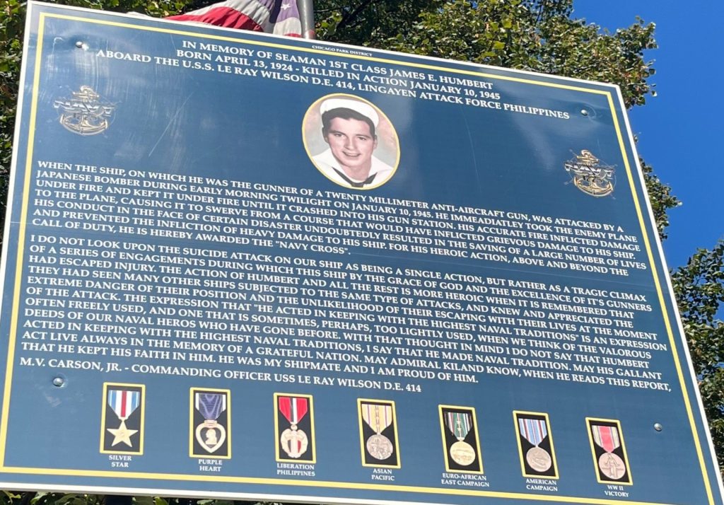 SEAMAN 1ST CLASS JAMES E. HUMBERT WAR MEMORIAL PLAQUE