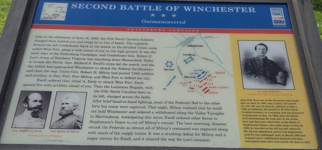 SECOND BATTLE OF WINCHESTER OUTMANEUVERED WAR MEMORIAL PANEL
