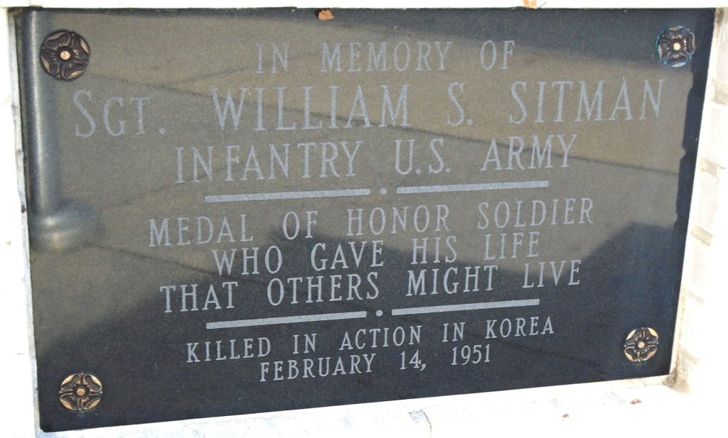 SGT. WILLIAM S. SITMAN MEDAL OF HONOR WAR MEMORIAL PLAQUE