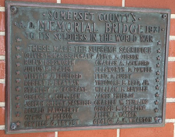 SOMERSET COUNT’S WORLD WAR MEMORIAL BRIDGE PLAQUE