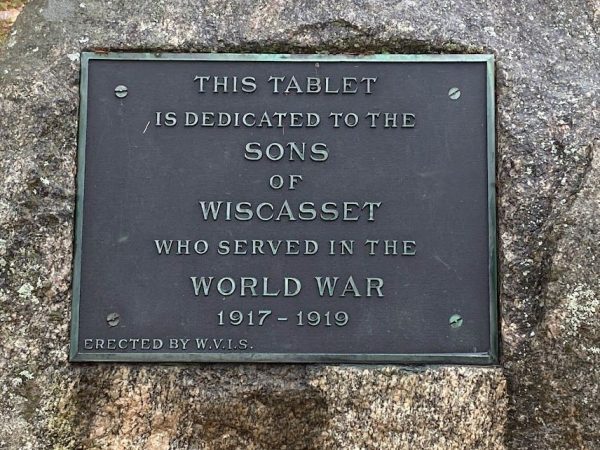 SONS OF WISCASSET WORLD WAR MEMORIAL PLAQUE