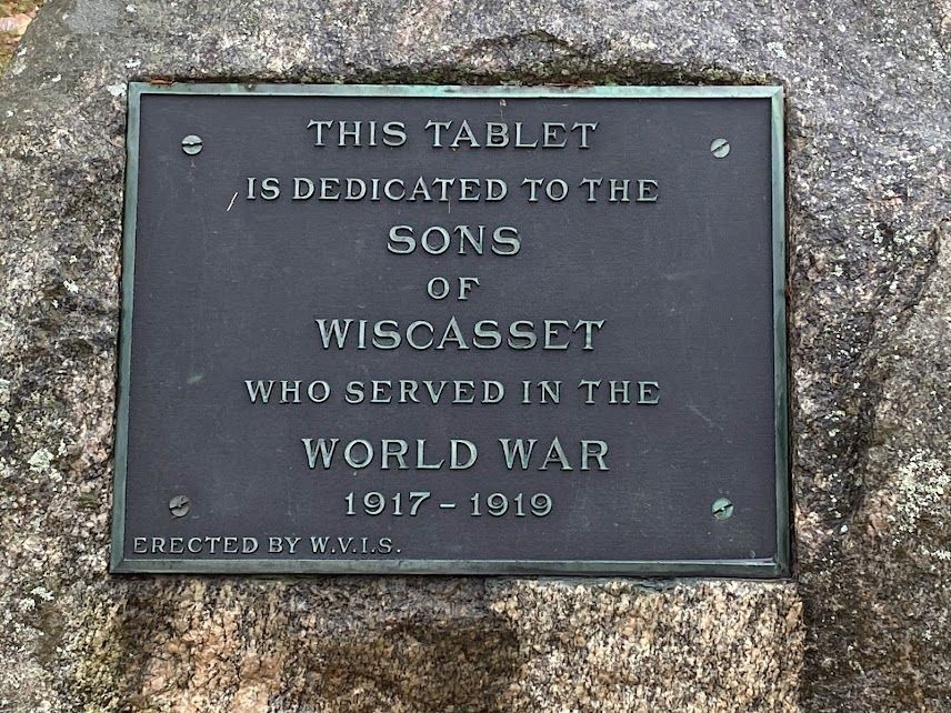 SONS OF WISCASSET WORLD WAR MEMORIAL PLAQUE
