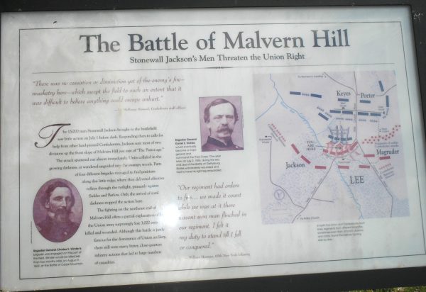 THE BATTLE OF MALVERN HILL WAR MEMORIAL PANEL