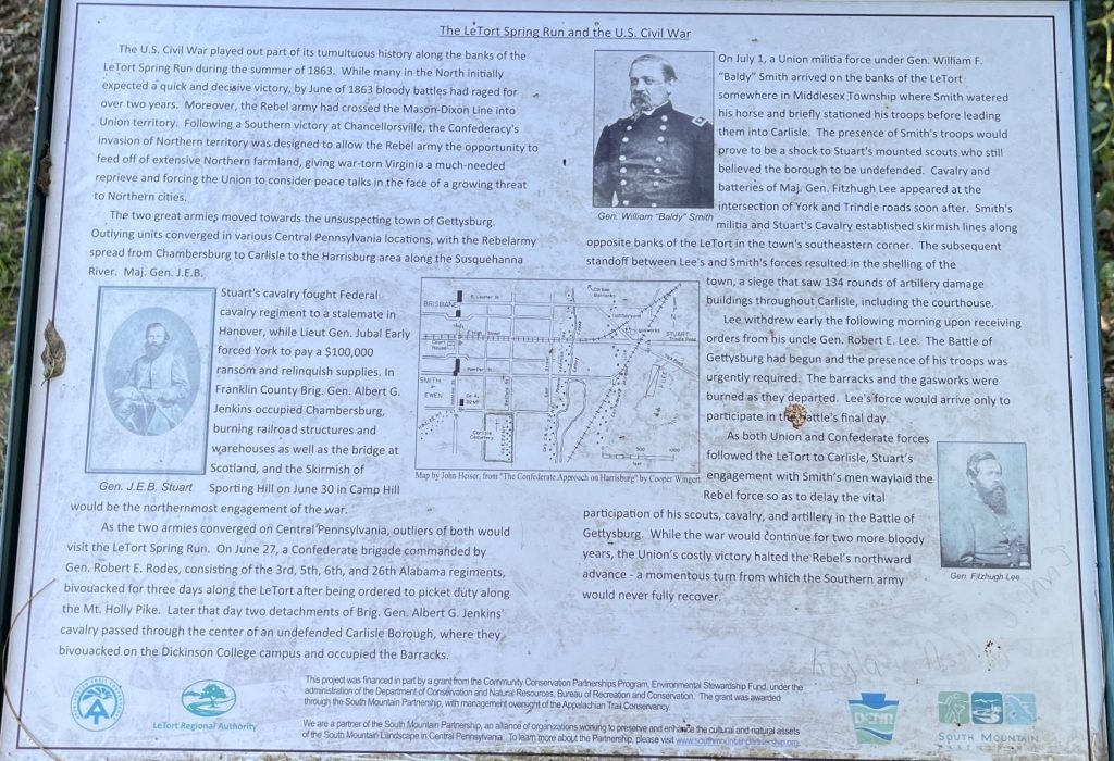 THE LETORT SPRING RUN AND THE U.S. CIVIL WAR MEMORIAL PLAQUE