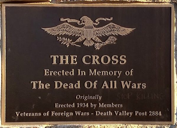 THE MOJAVE CROSS WAR VETERANS MEMORIAL PLAQUE C