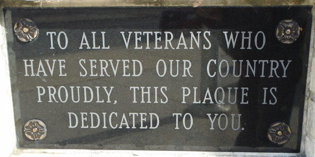 THIS PLAQUE IS DEDICATED TO ALL VETERANS MEMORIAL