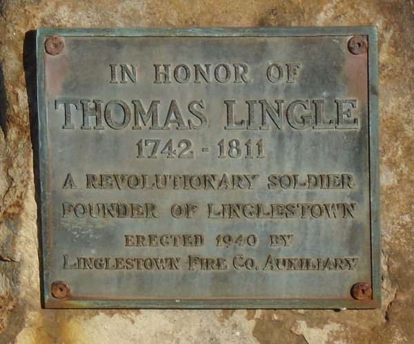 THOMAS LINGLE REVOLUTIONARY SOLDIER WAR MEMORIAL PLAQUE
