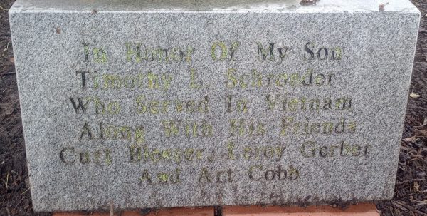TIMOTHY L. SCHRODER VIETNAM WAR MEMORIAL TABLET